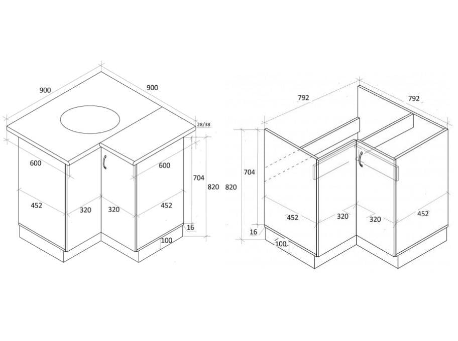 Тумба кутова кухонна №2 МАКСІ-МЕблі з врізним миттям зі стільницею з фарбованими МДФ фасадами Дуб сонома/Білий (5102485) - фото 2 Тумба кутова кухонна №2 МАКСІ-МЕблі з врізним миттям зі стільницею з фарбованими МДФ фасадами Дуб сонома/Білий (5102485) - фото 2