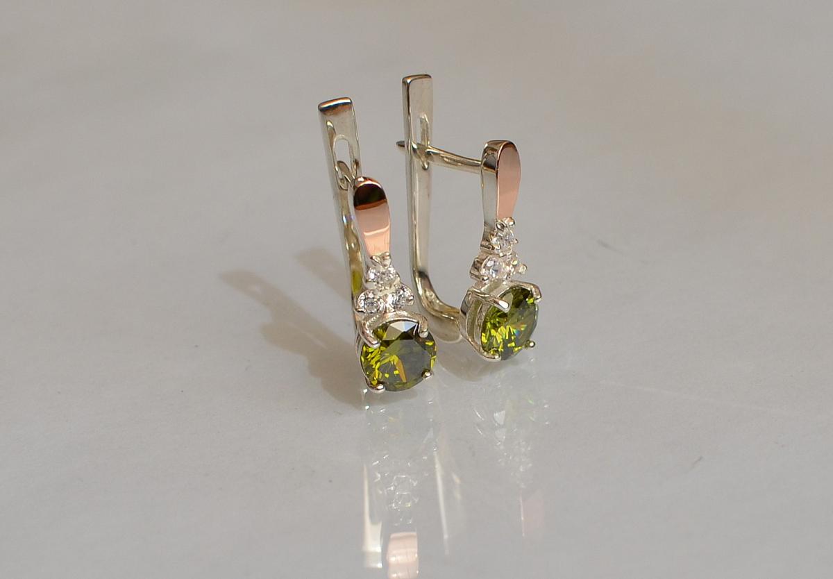 Срібні сережки з золотом 140с Оліва