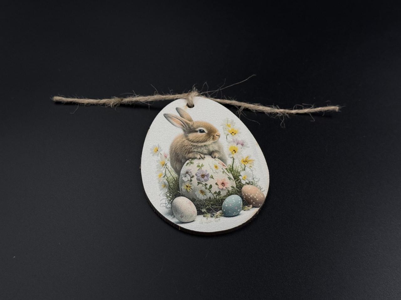 Заготовка-подвеска для рукоделия Пасхальное яйцо с принтом пасхальный зайчик под декупаж и роспись 8х6 см Разноцветный (XV-006) - фото 4 Заготовка-подвеска для рукоделия Пасхальное яйцо с принтом пасхальный зайчик под декупаж и роспись 8х6 см Разноцветный (XV-006) - фото 4