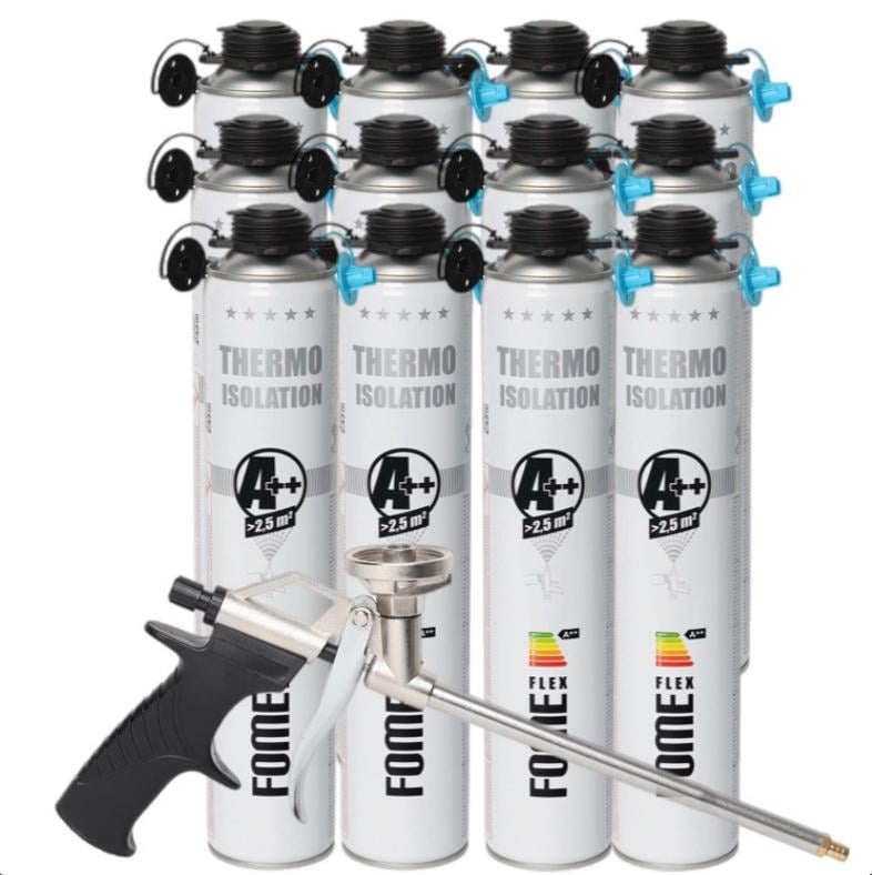 Термоизоляция пена-спрей и пистолет FOME FLEX THERMOISOLATION A++ 850 мл/ящик 12 штук