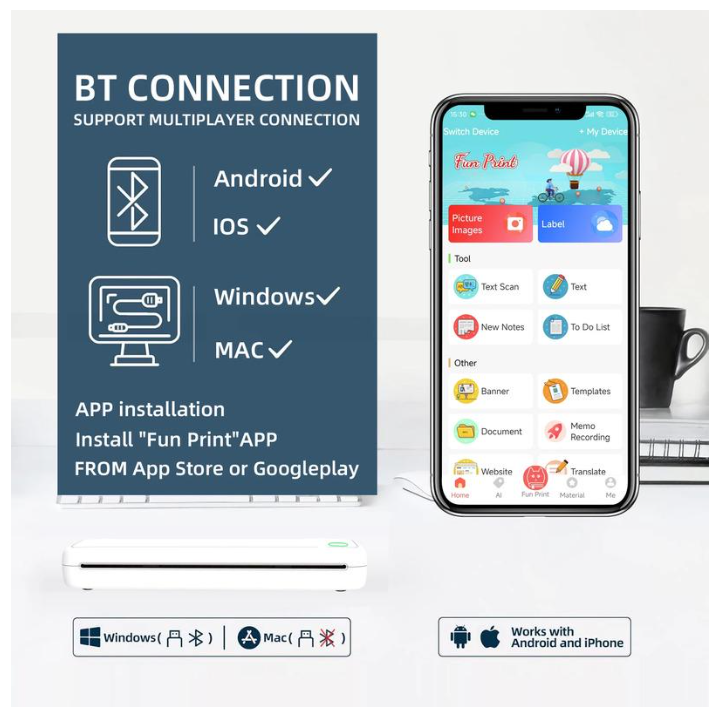 Принтер портативный A4 M15 Wi-Fi Bluetooth (45673-_2305) - фото 3 Принтер портативный A4 M15 Wi-Fi Bluetooth (45673-_2305) - фото 3