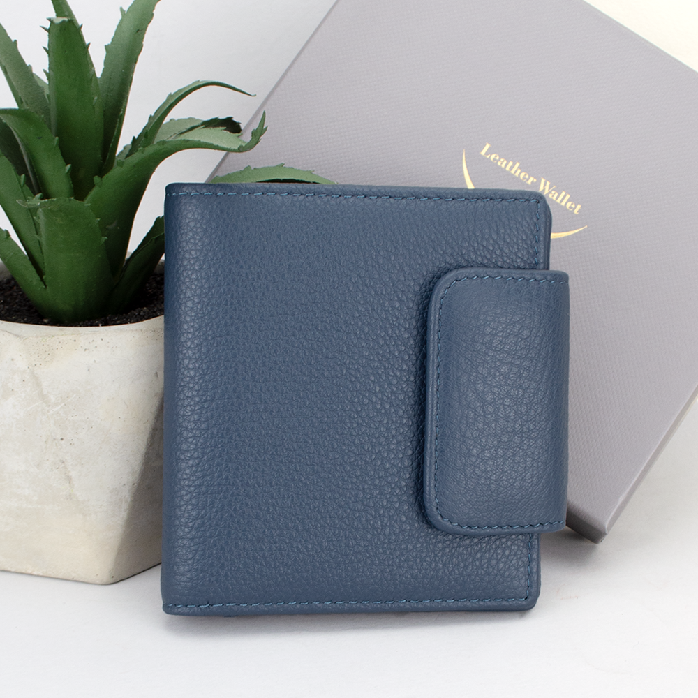 Кошелек женский кожаный 8005 маленький на кнопке Синий (1994003584)