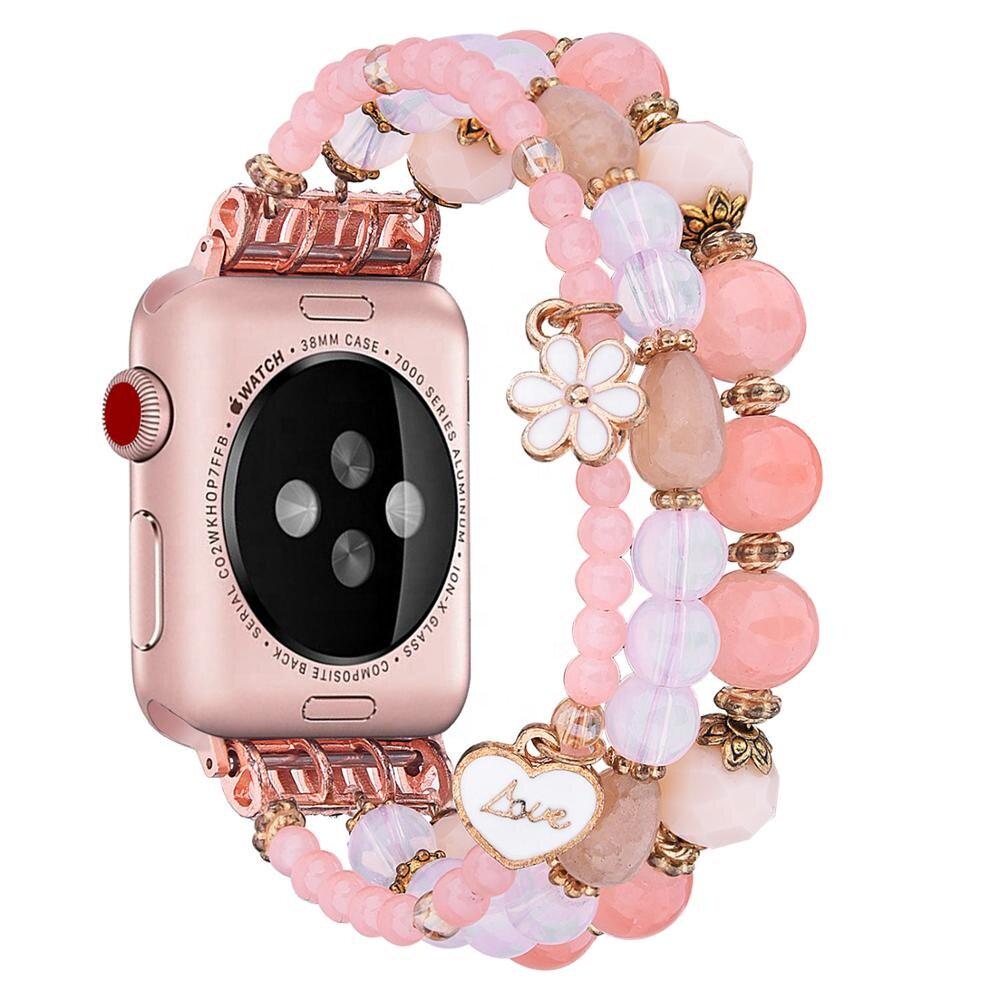 Ремешок для Apple Watch Цветок из бусин 42-44 мм Розовый