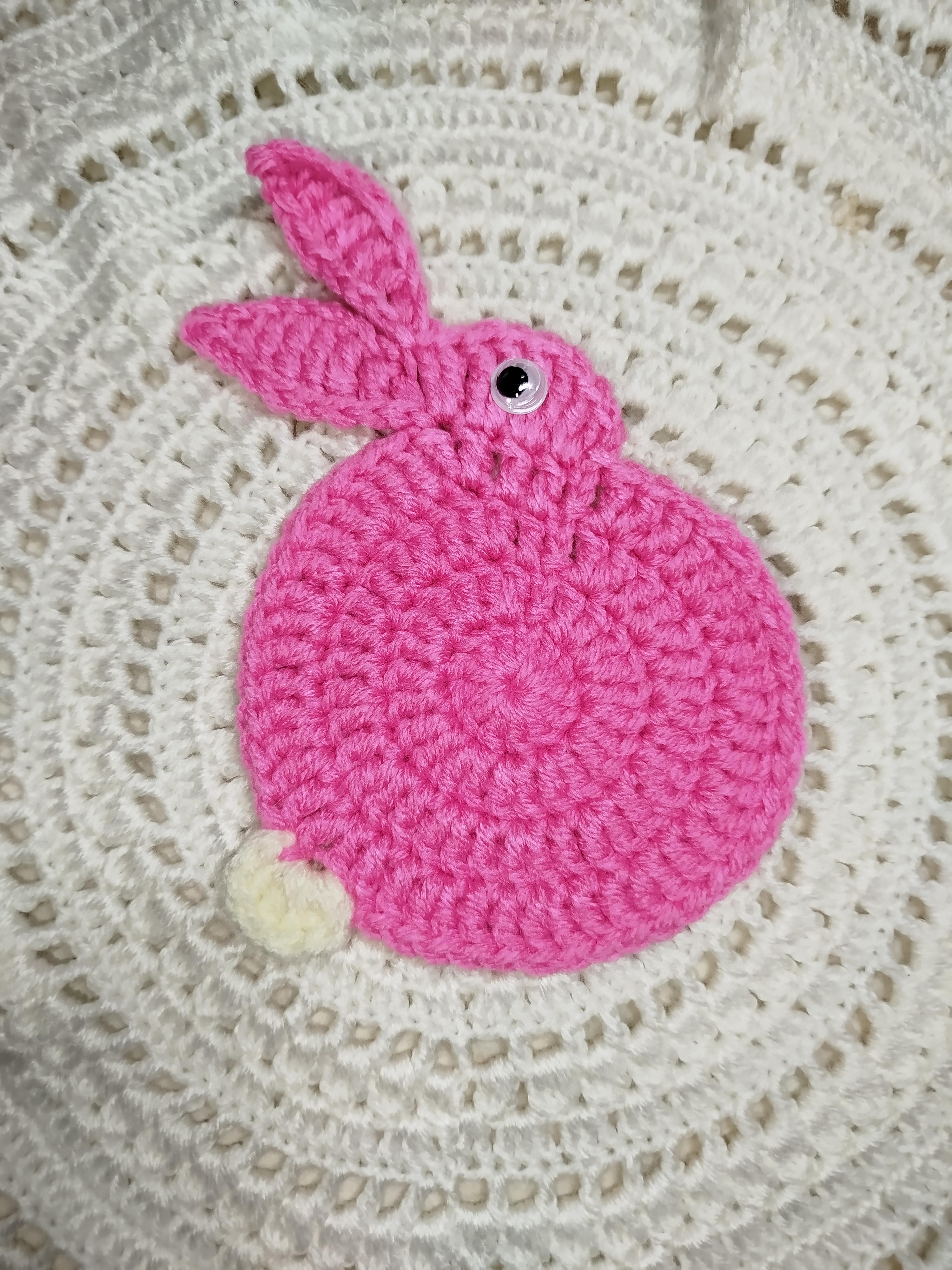 Підставка під чашку в’язана Великодній Кролик 11 см Рожевий