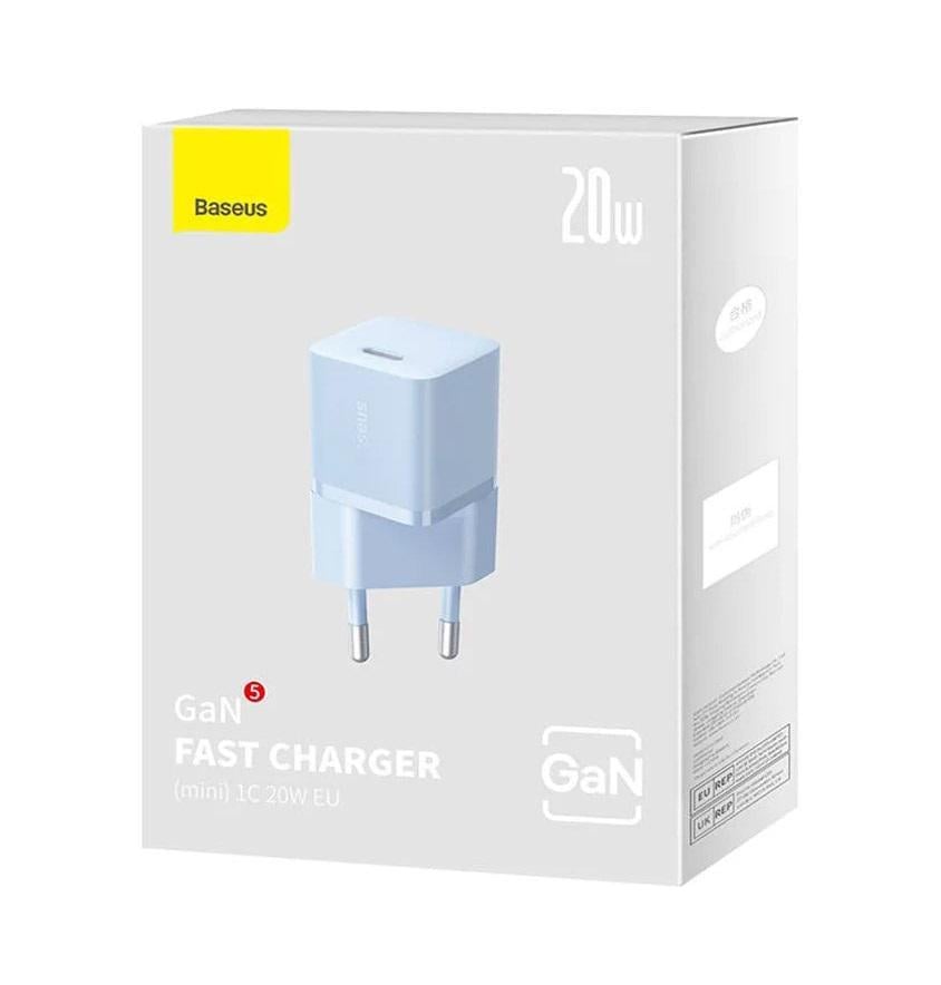 Зарядний пристрій для Baseus GaN5 Fast Charger mini 1C 20W EU Blue (CCGN050103)