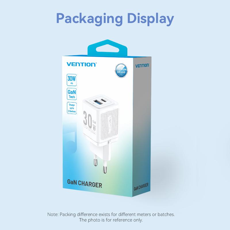 Зарядное устройство для Vention GaN III Type-C/USB 30W 2-портовый USB A+C быстрая зарядка Белый (FEQW0-EU) - фото 12 Зарядное устройство для Vention GaN III Type-C/USB 30W 2-портовый USB A+C быстрая зарядка Белый (FEQW0-EU) - фото 12