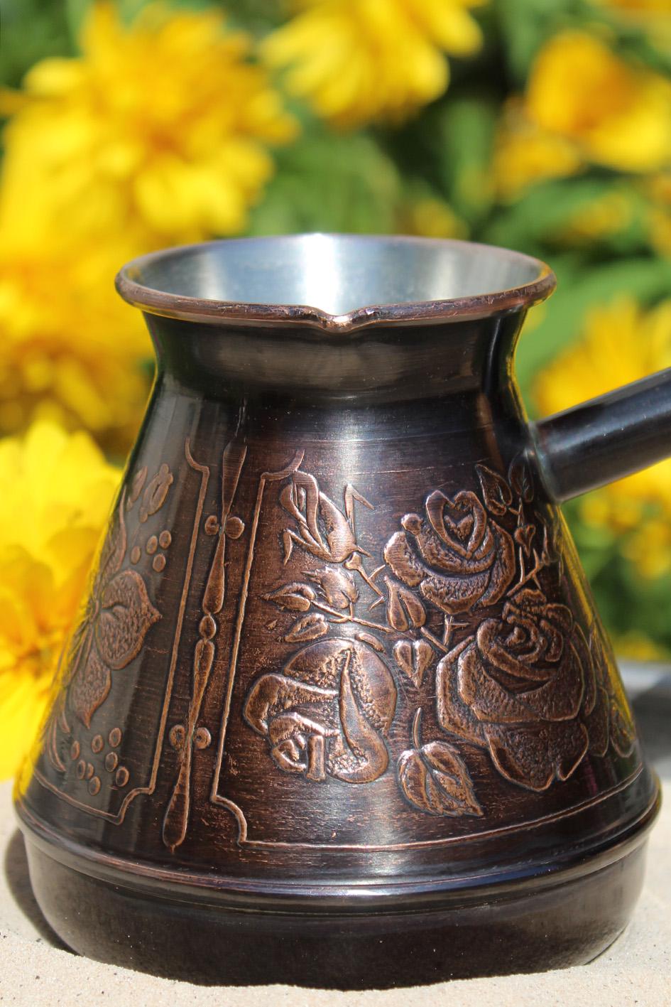 Турка мідна Great Coffee 400 мл Троянда (1360)