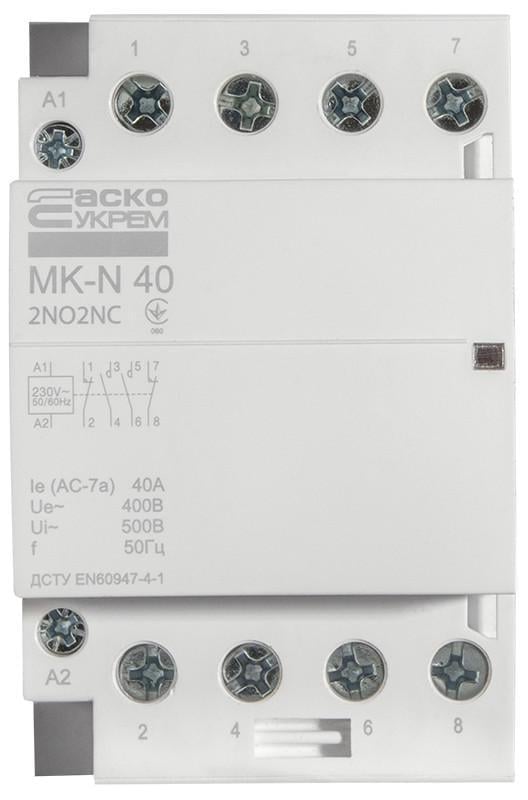 Контактор модульный АСКО-УКРЕМ MK-N 4P 40 А 2NO/2NC 220 В (A0040030036) Контактор модульный АСКО-УКРЕМ MK-N 4P 40 А 2NO/2NC 220 В (A0040030036)