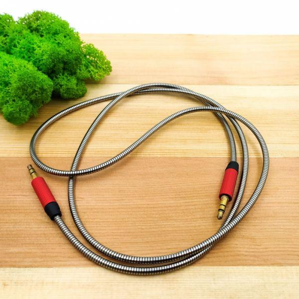 Аудиокабель Aux металлический усиленный 3,5 мм 1,5 м