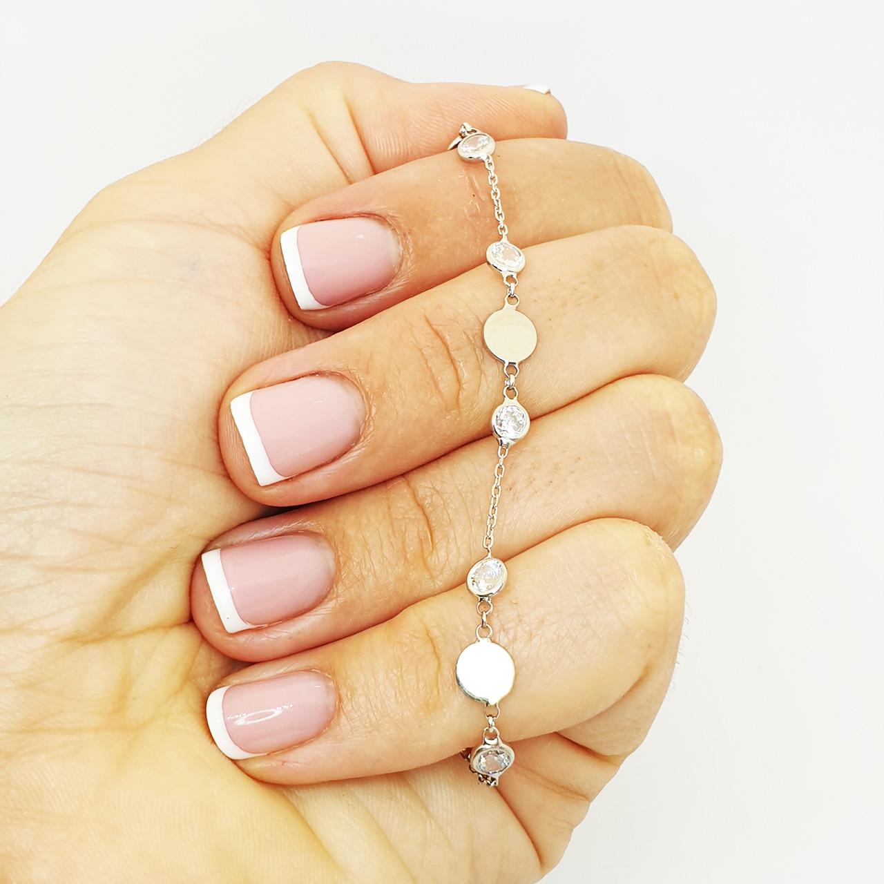 Браслет серебряный с кубическим цирконием р. 15,5-18,5 2,64 г