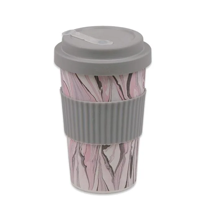 Еко-склянка бамбукова Flora 350 мл Пудровий 45095