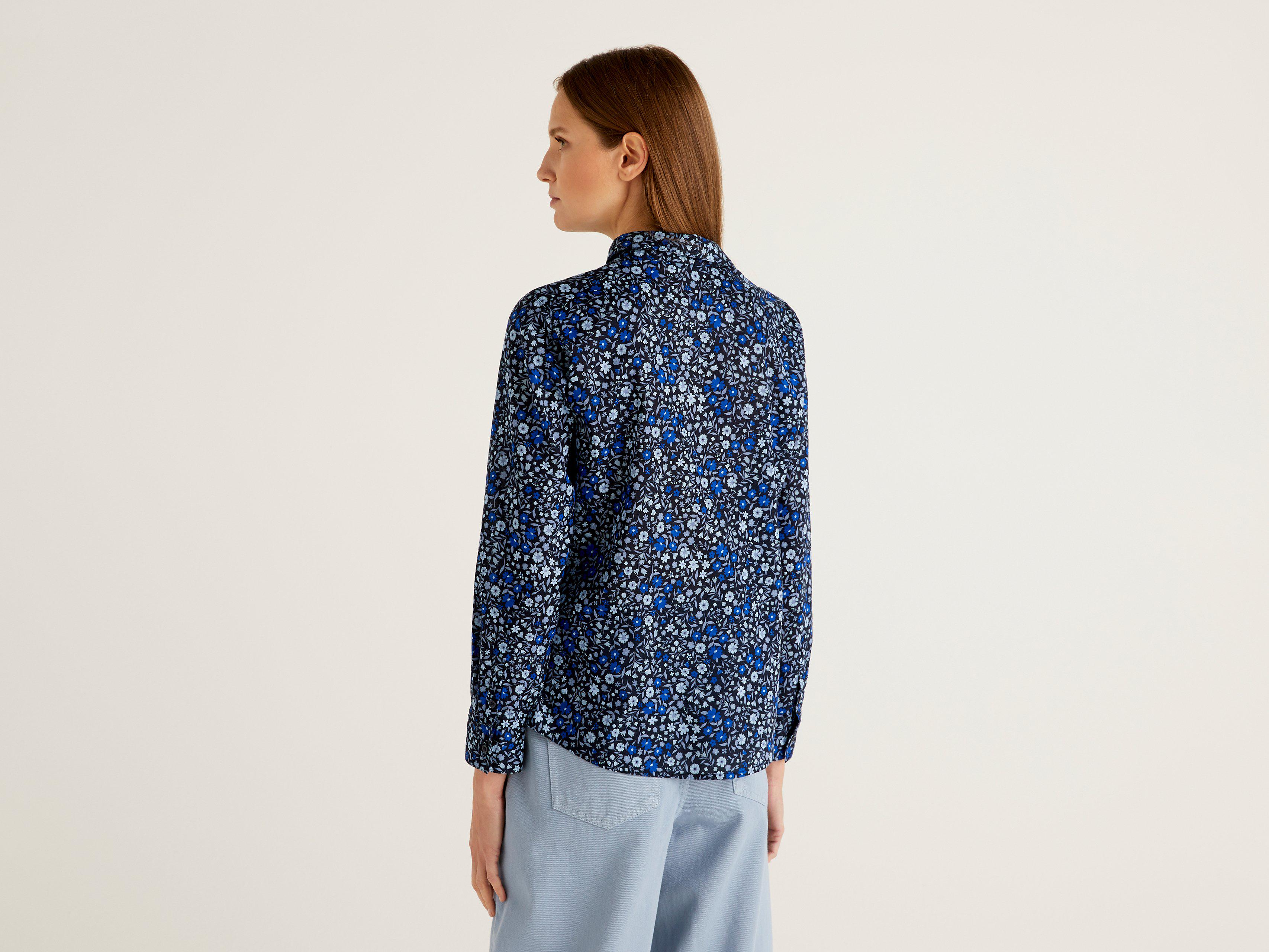 Рубашка женская Benetton 5oa95q8u4 XS Синий - фото 6 Рубашка женская Benetton 5oa95q8u4 XS Синий - фото 6