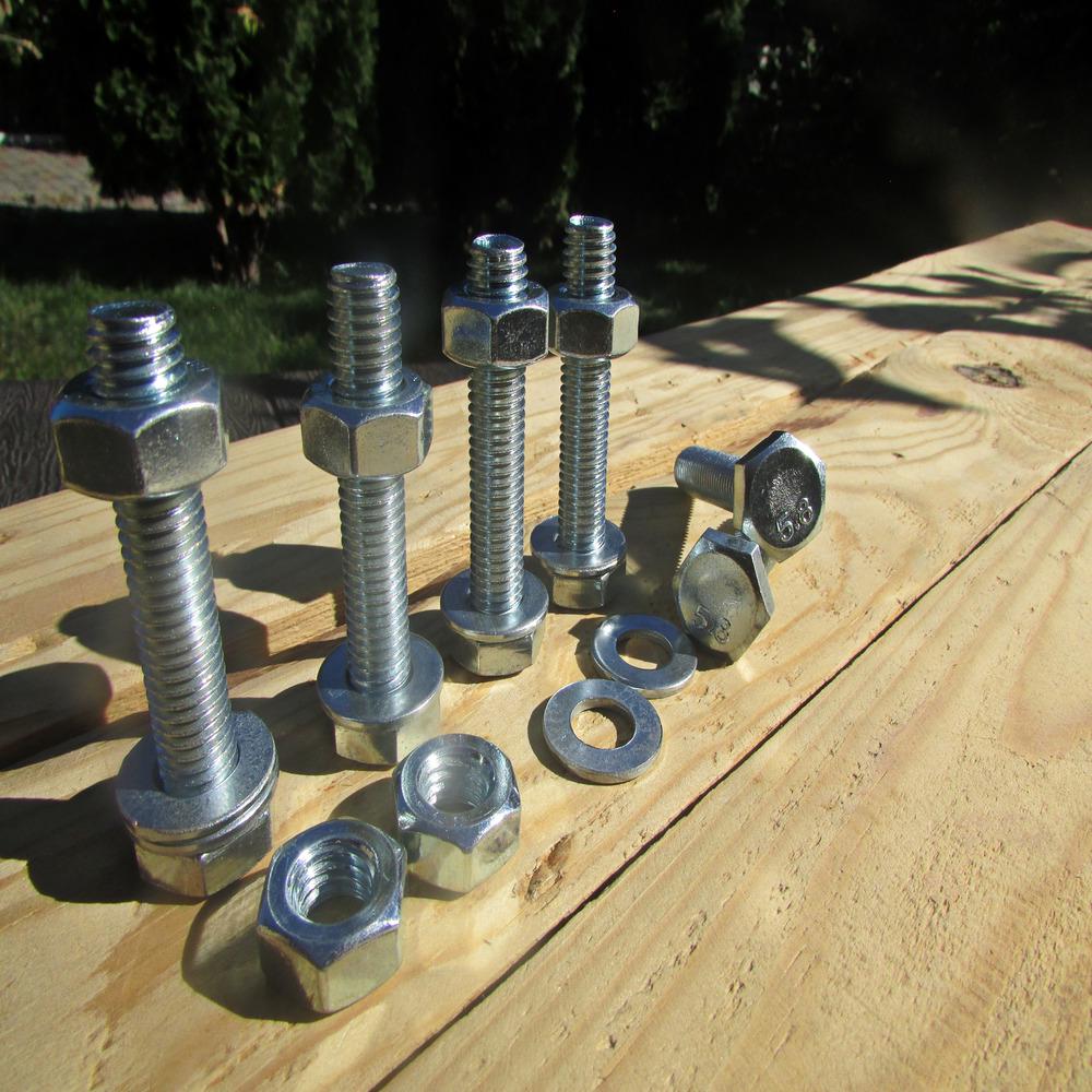 Комплект болтов DIN933 с шестигранной головкой и гайкой/шайбой 8х35 мм 50 шт. Цинк Белый (29332063) - фото 2