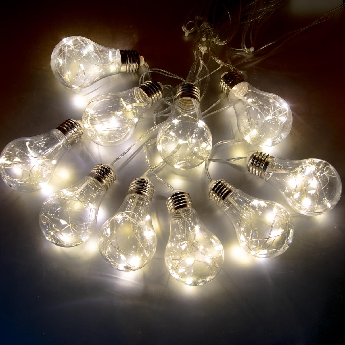 Гирлянда лампочки Xmas 80 LED светодиодная 4,3 м 10 ламп Теплый-белый (1008873-Other)