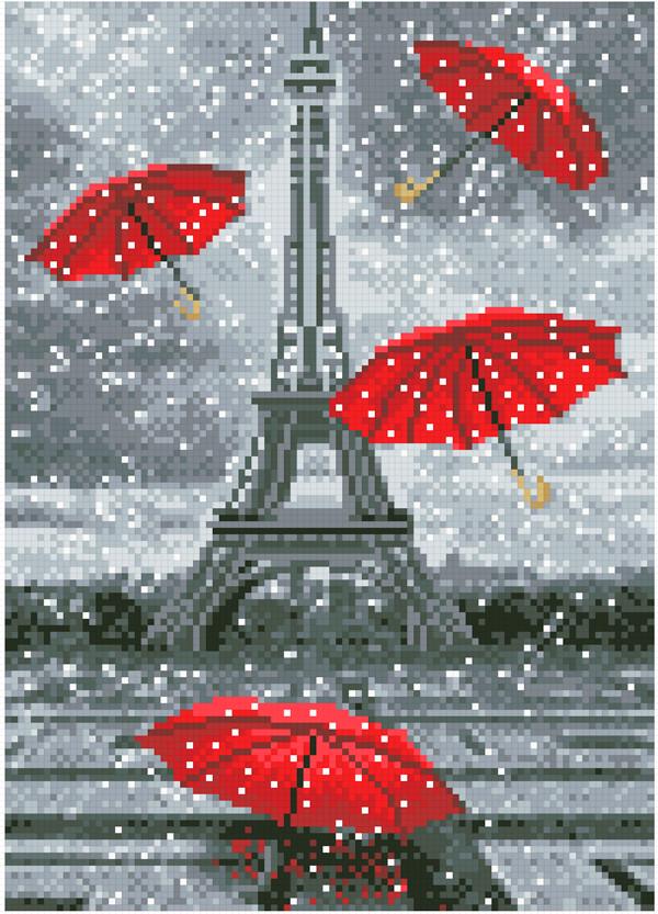 Алмазная мозаика Зонтики у Ейфелевой башни 25х35 см (АМШ-244)