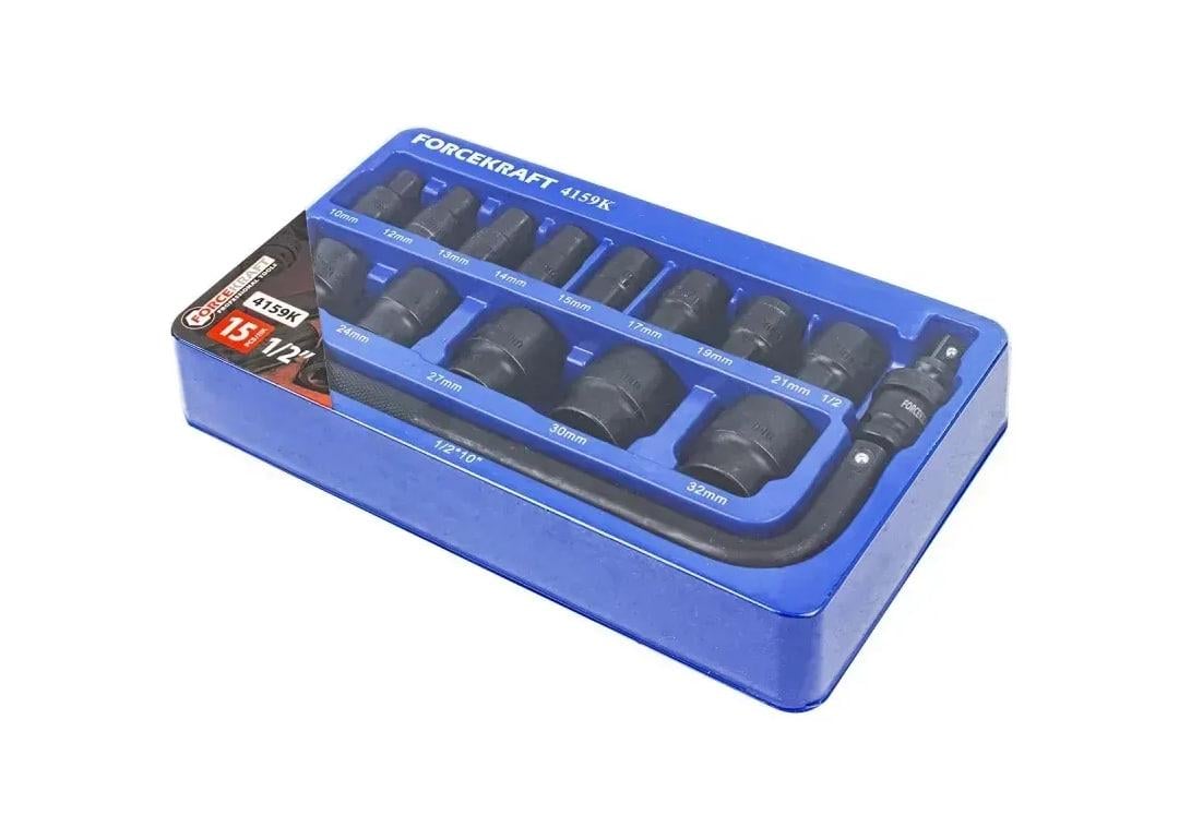 Набір головок ударних в ложементі Forcekraft FK-4159K 1/2" 15 пр. 6-гр. 10-32 мм (FK-4159K) - фото 3