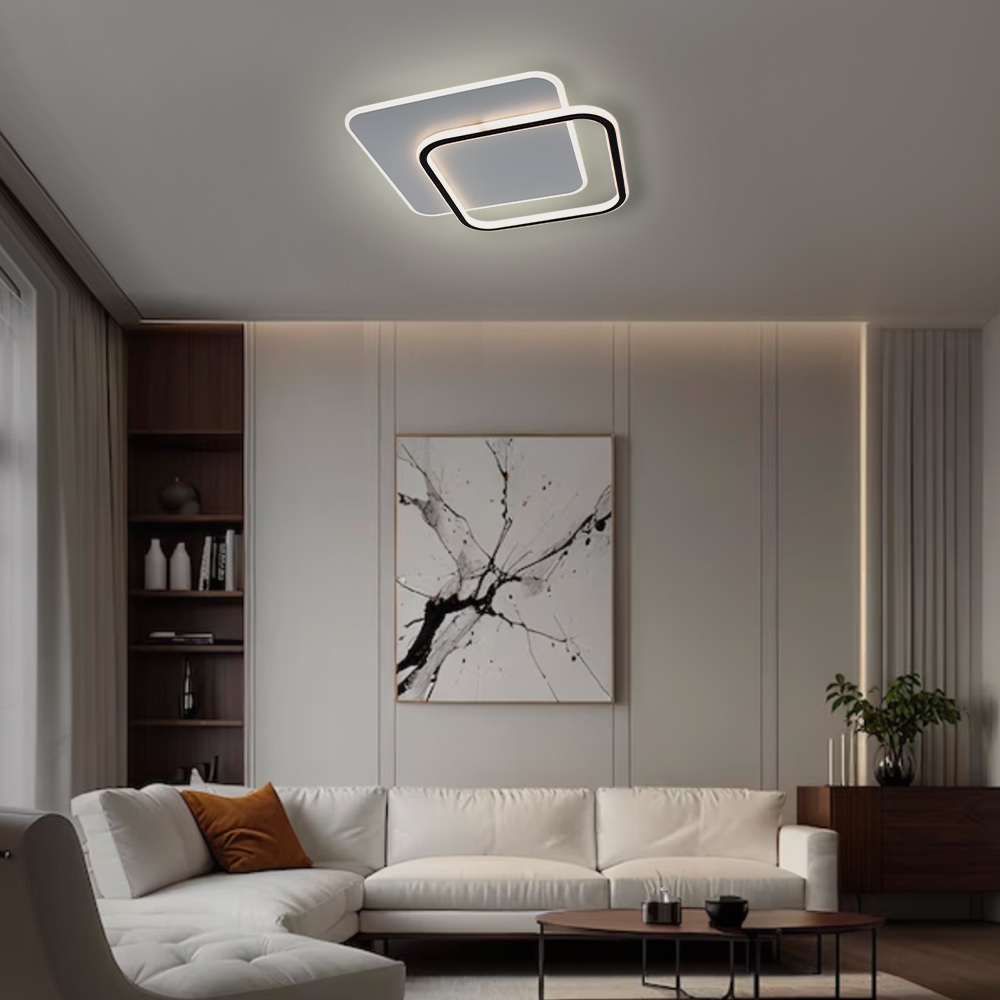 Люстра ESLLSE STANDART 2S с пультом 65W 475x475x50 мм Черно-белый (10606) - фото 5