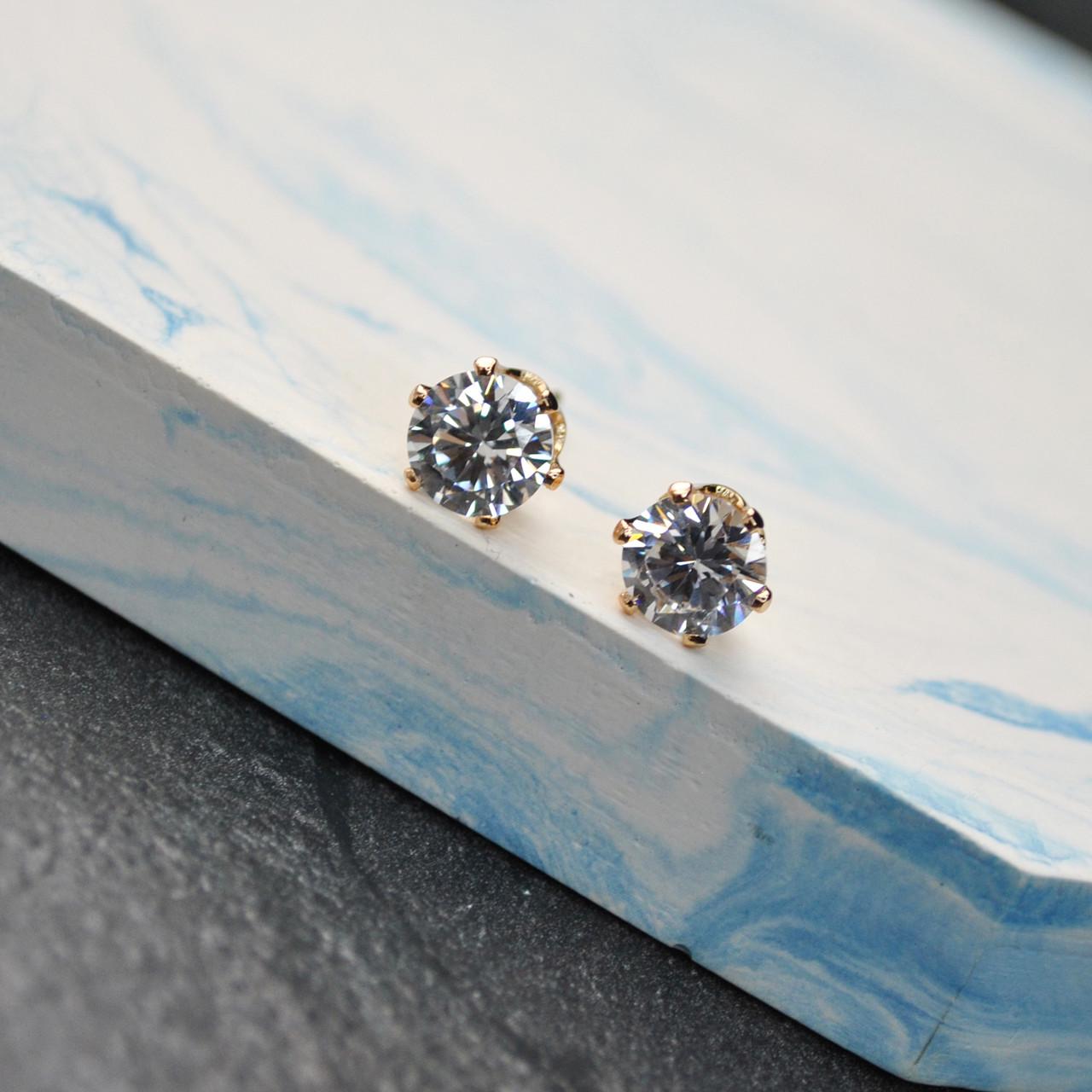 Сережки гвоздики медицинская сталь позолота 7 мм (x051)