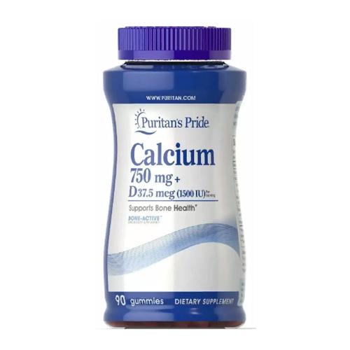Микроэлемент кальций Puritan's Pride Calcium 750 мг + Vitamin D 1500 IU 90 Gummies