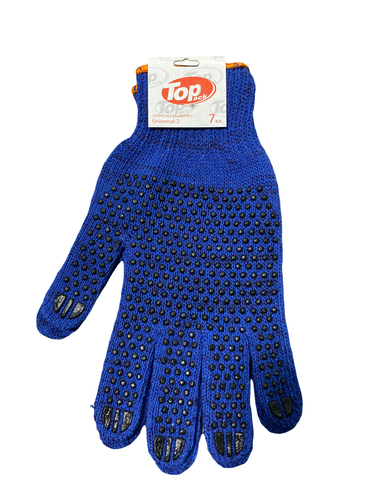 Перчатки Uni-2 ПВХ точка 7 класс XL Синий (7201)