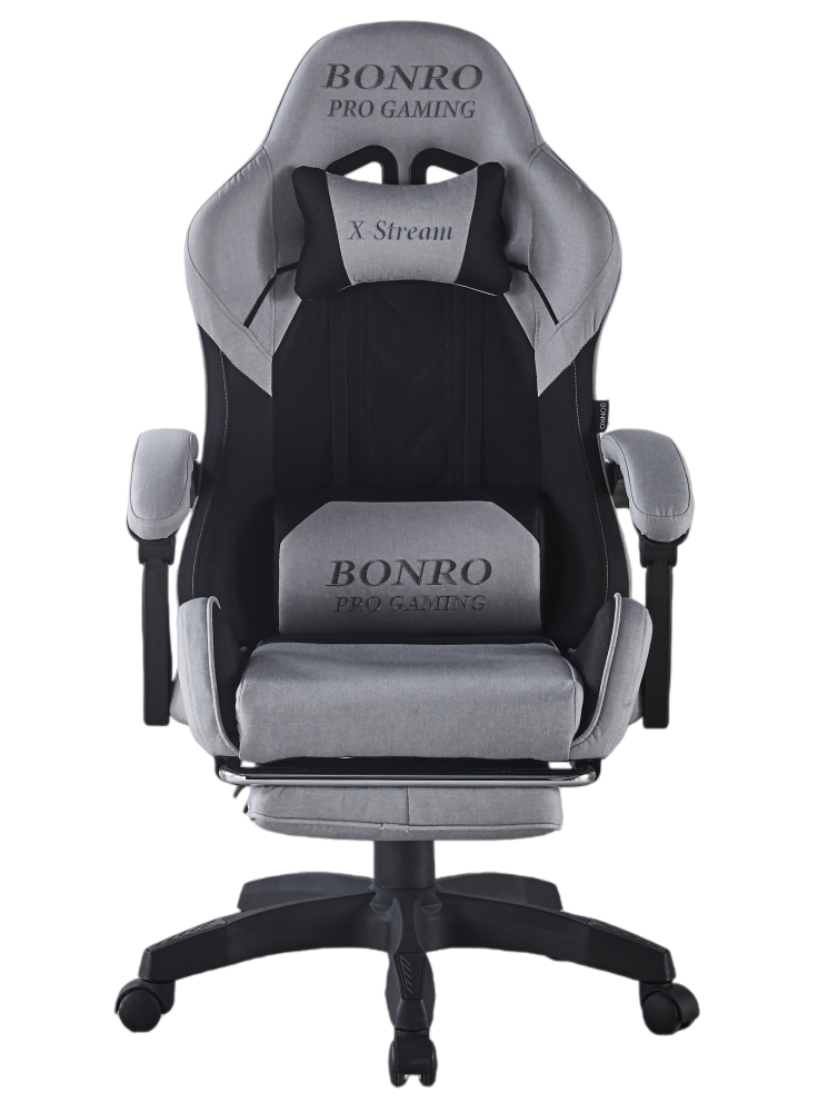 Геймерське крісло з тканини Bonro B-145 з підставкою для ніг Чорно-сірий (31707249) Геймерське крісло з тканини Bonro B-145 з підставкою для ніг Чорно-сірий (31707249)