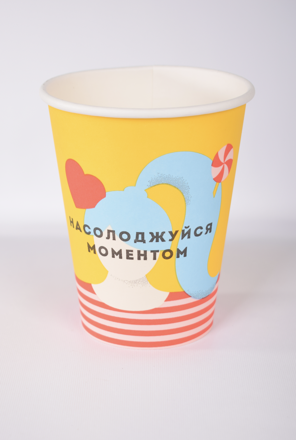 Стаканчики бумажные с принтом премиальные одноразовые 400 мл 50 шт.