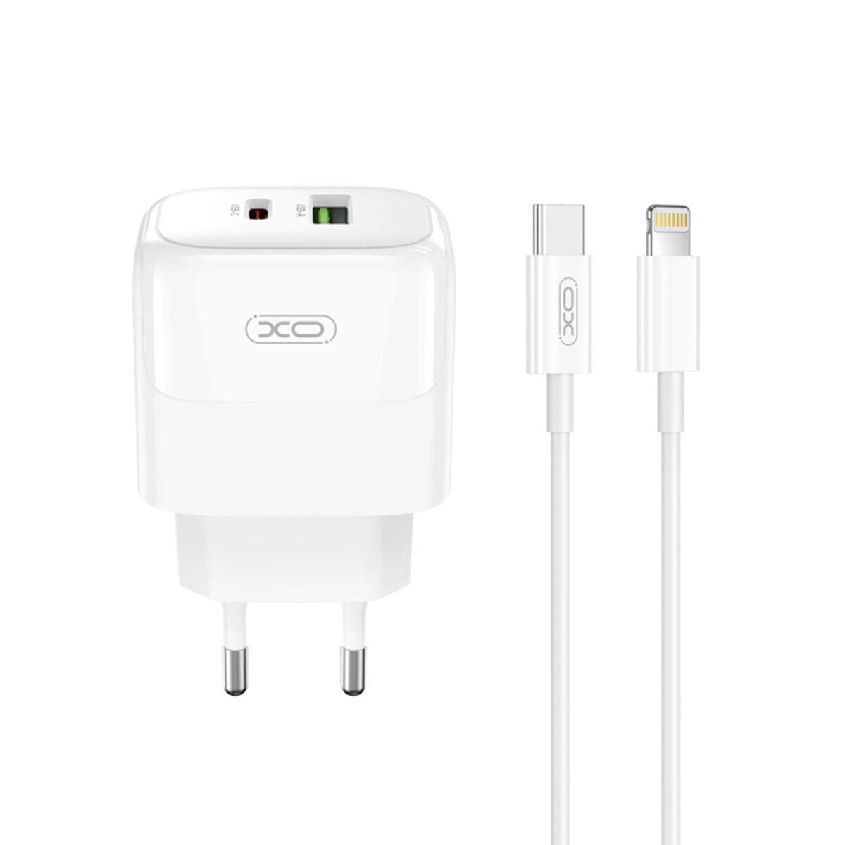 Зарядний пристрій мережевий Xo L138 PD30 W/QC18 W 1USB-A/1USB-C/Lightning кабель Білий Зарядний пристрій мережевий Xo L138 PD30 W/QC18 W 1USB-A/1USB-C/Lightning кабель Білий