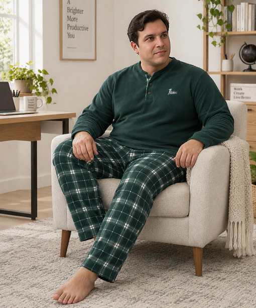 Пижама мужская теплая батал SNC Collection 3010к 3XL Зеленый (38802771)
