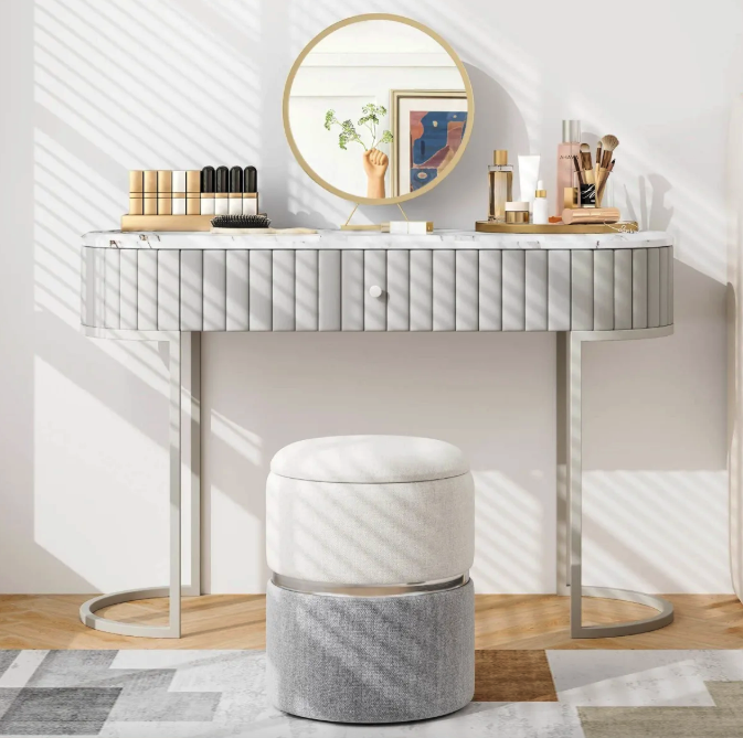 Пуф Costway Rosana 2 шт. велюровий Сірий (5009) - фото 4