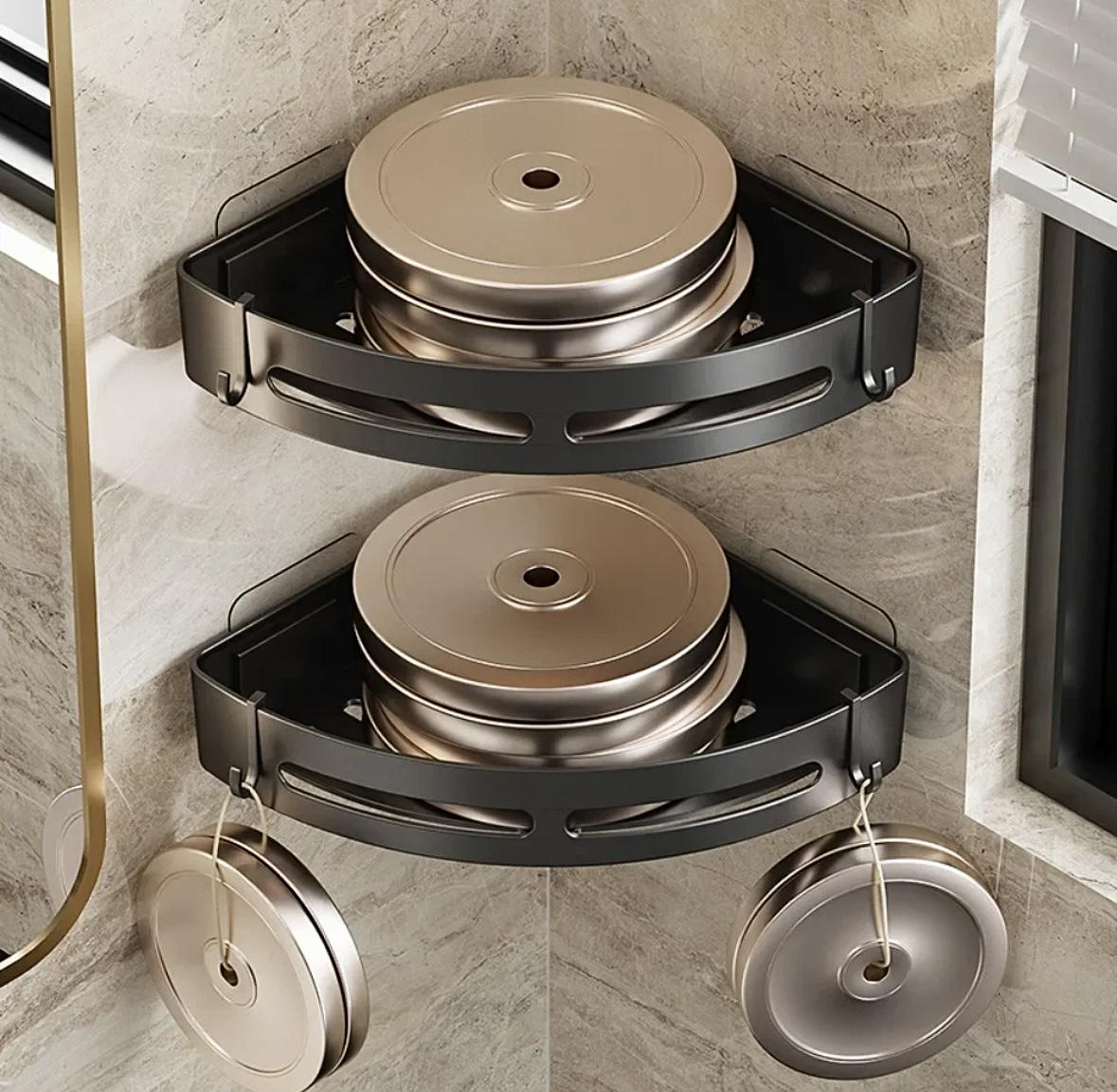 Полка угловая Wuke лофт самоклеящаяся в ванную комнату на стену пластиковая Черный - фото 6 Полка угловая Wuke лофт самоклеящаяся в ванную комнату на стену пластиковая Черный - фото 6