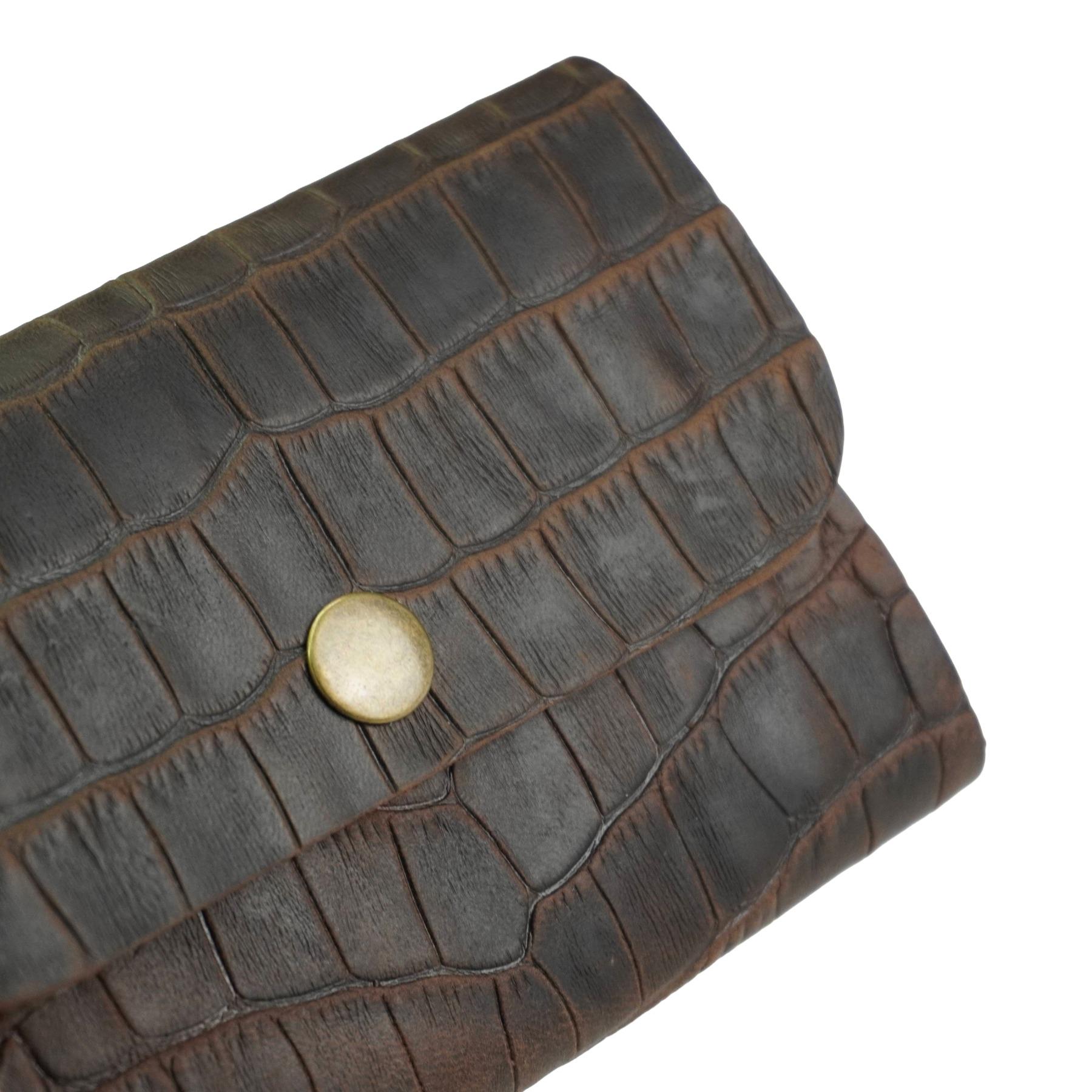 Гаманець шкіряний Крокодил Mini-02 Шоколад - фото 4 Гаманець шкіряний Крокодил Mini-02 Шоколад - фото 4