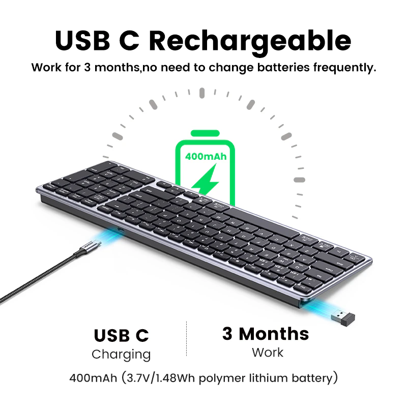 Клавиатура беспроводная UGREEN KU005 USB-C Черный (15956) - фото 10