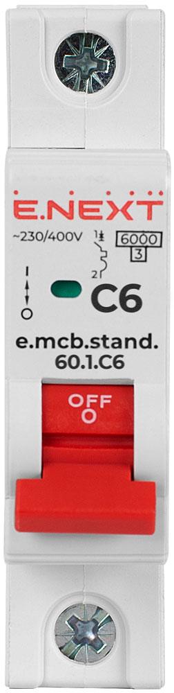 Автоматический выключатель E.NEXT e.mcb.stand.60.1.C6 1р 6А 6 кА C (s002106) - фото 2