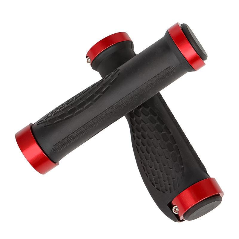 Грипсы резиновые West Biking 0804001 с двумя замками Black/Red Грипсы резиновые West Biking 0804001 с двумя замками Black/Red