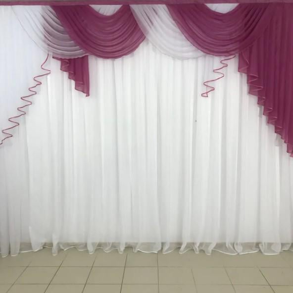 Ламбрекен на карниз шифон 3 м Малиновый (352)