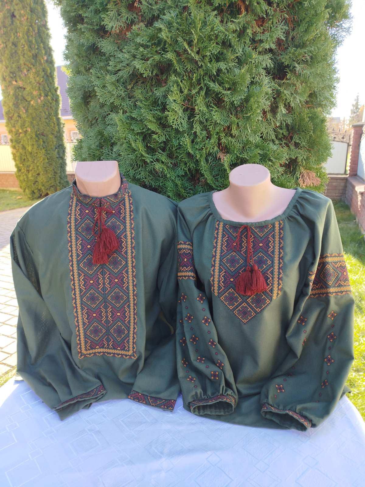 Вышиванки для пары Гуцульский узор на натуральном домотканом полотне р. 56 Зеленый (2411639434) - фото 4 Вышиванки для пары Гуцульский узор на натуральном домотканом полотне р. 56 Зеленый (2411639434) - фото 4