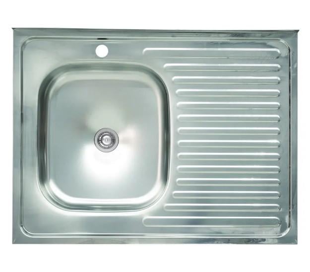 Мийка кухонна з нержавіючої сталі ліва 80x60 см 4 мм (30631926)