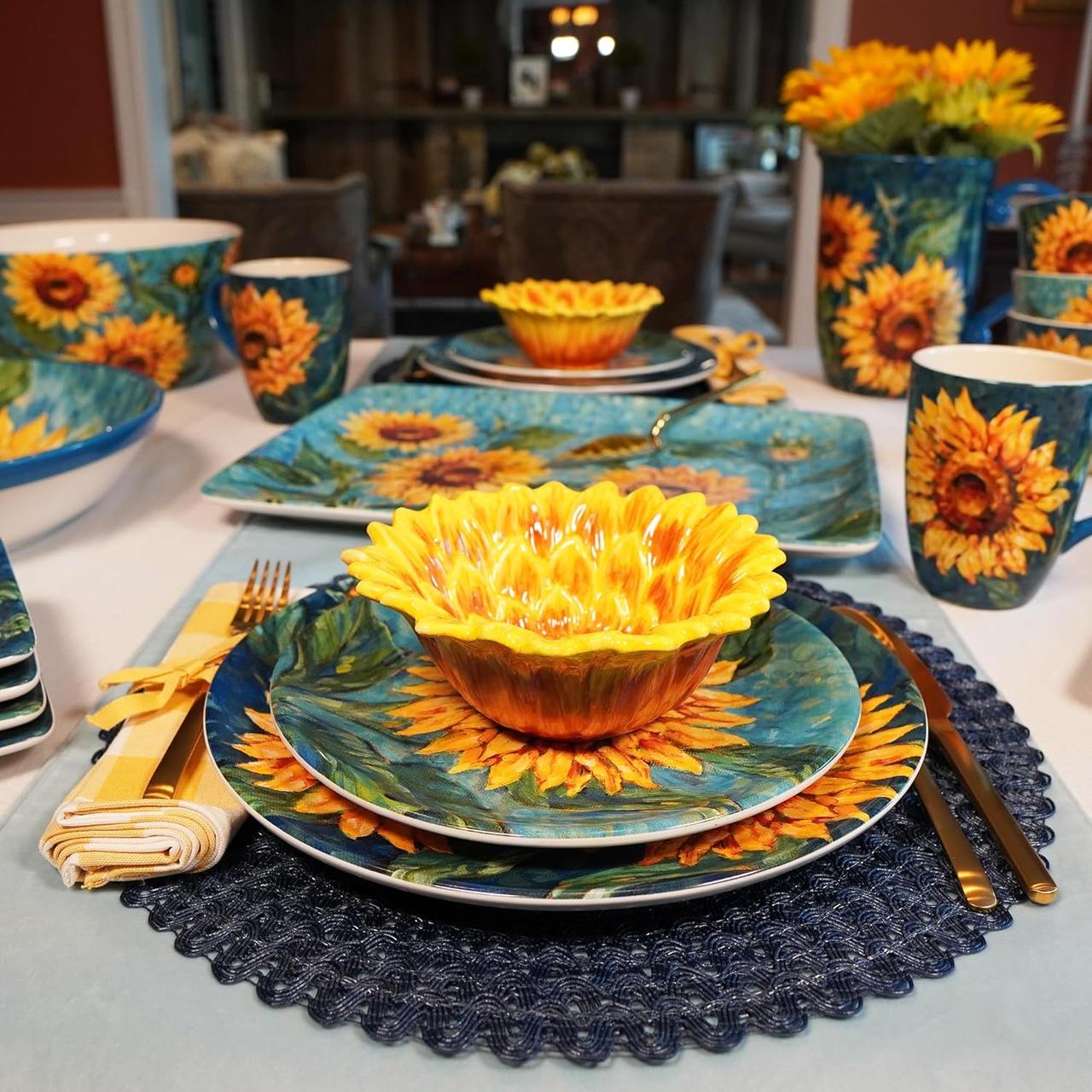 Кувшин Certified International Золотистые подсолнухи керамический 2,8 л Синий (31446) - фото 4 Кувшин Certified International Золотистые подсолнухи керамический 2,8 л Синий (31446) - фото 4