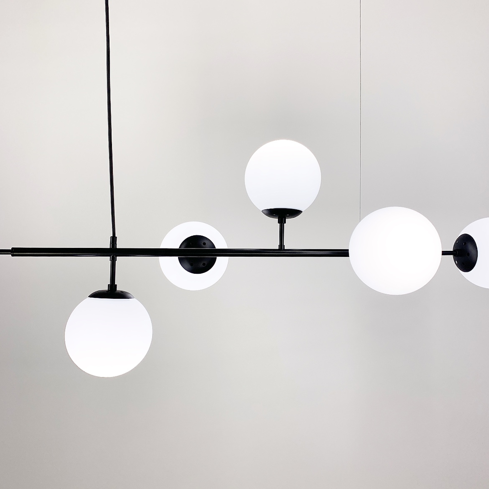 Люстра видовжена на 6 плафонів кріплення на планці тип В Чорний (SGJ 7/6B BK+BK) - фото 4