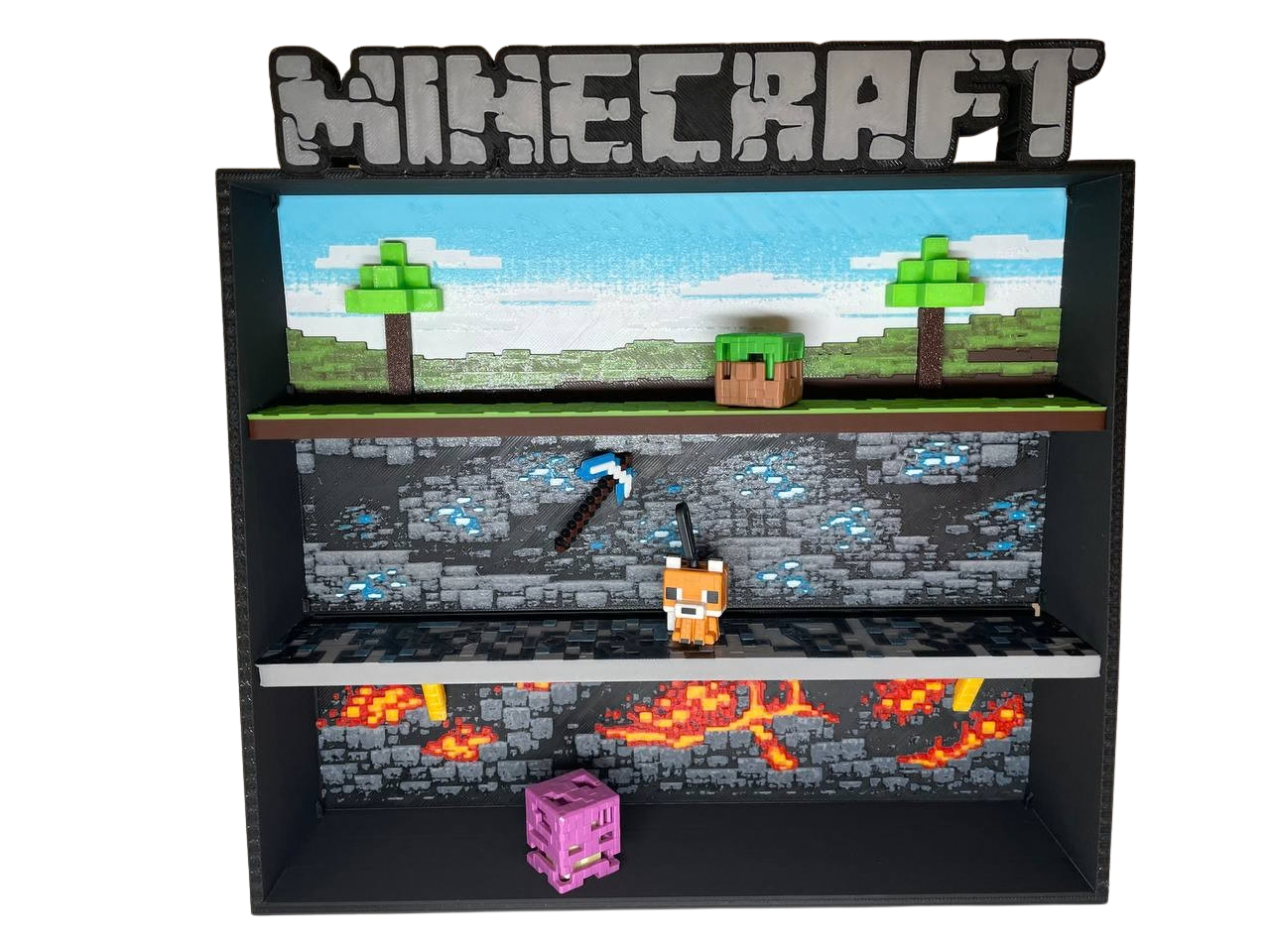 Полка тематическая Конструктор для хранения всей коллекции Фигурок Kinder Joy Minecraft 2026г Stand/Display/Для 28
