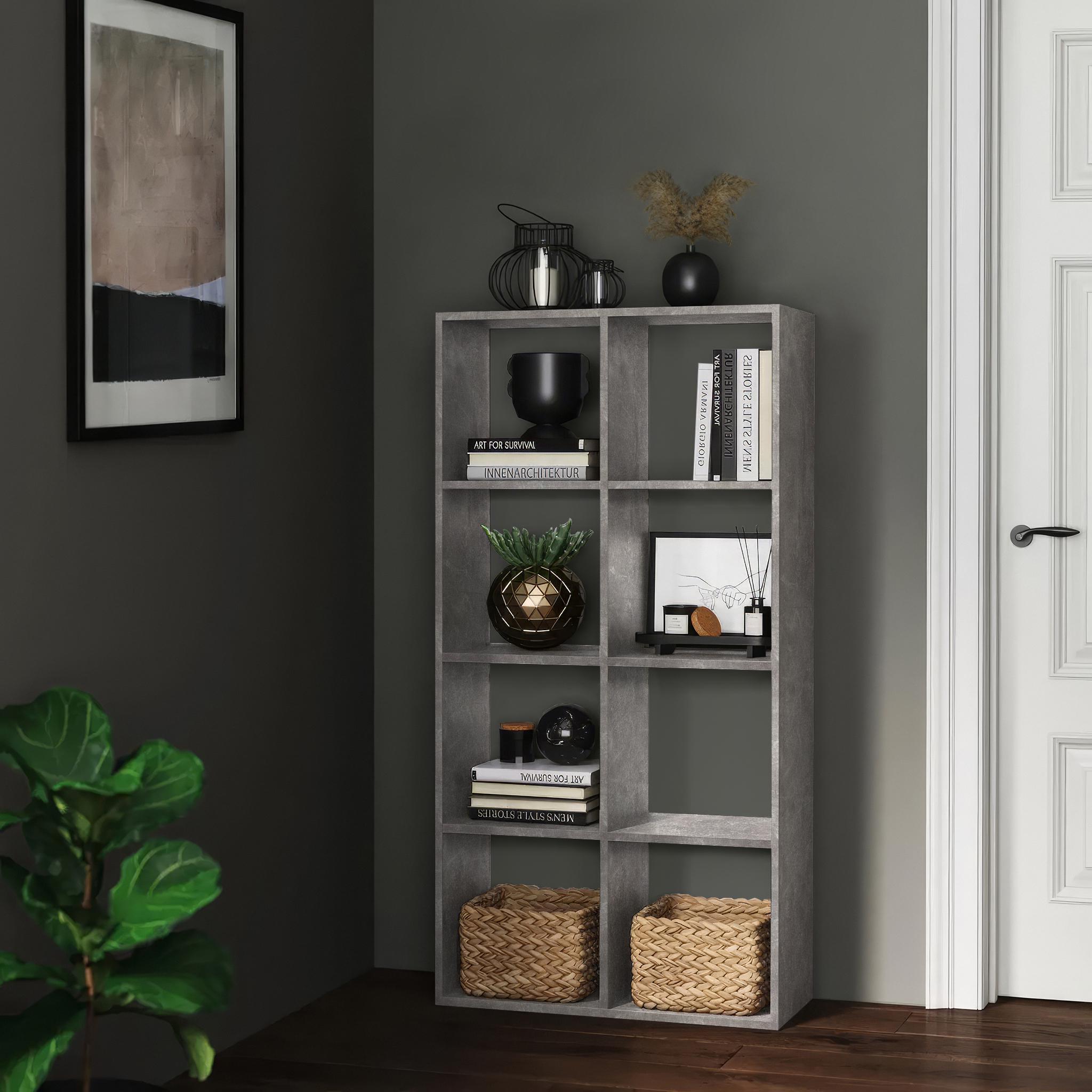 Стелаж GT10 для книг та декору на 8 комірок 720х280х1427 мм ДСП 16 мм Бетон (20320151)