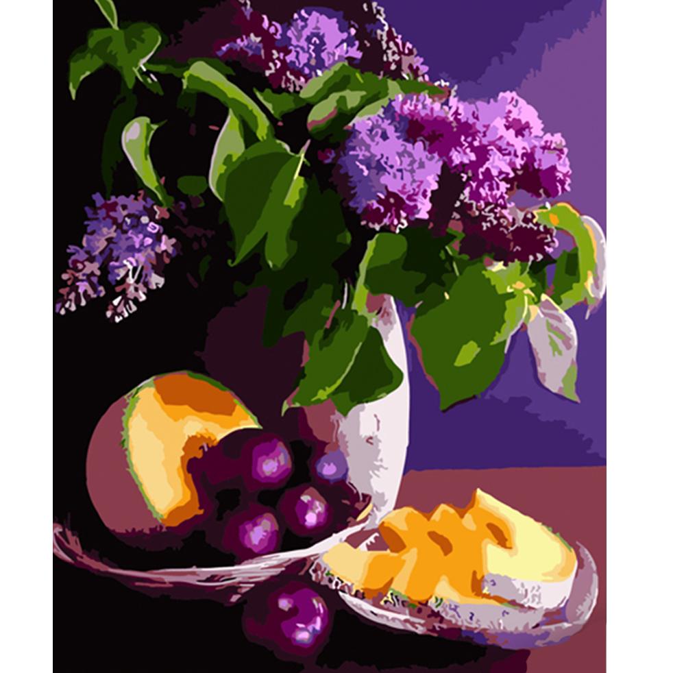 Картина по номерам Strateg Премиум Сиреневое наслаждение 40х50 см (HH053)