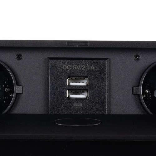 Розетка скрытая в столешнице Izoxis выдвижная двойная с USB Черный (21446) - фото 5