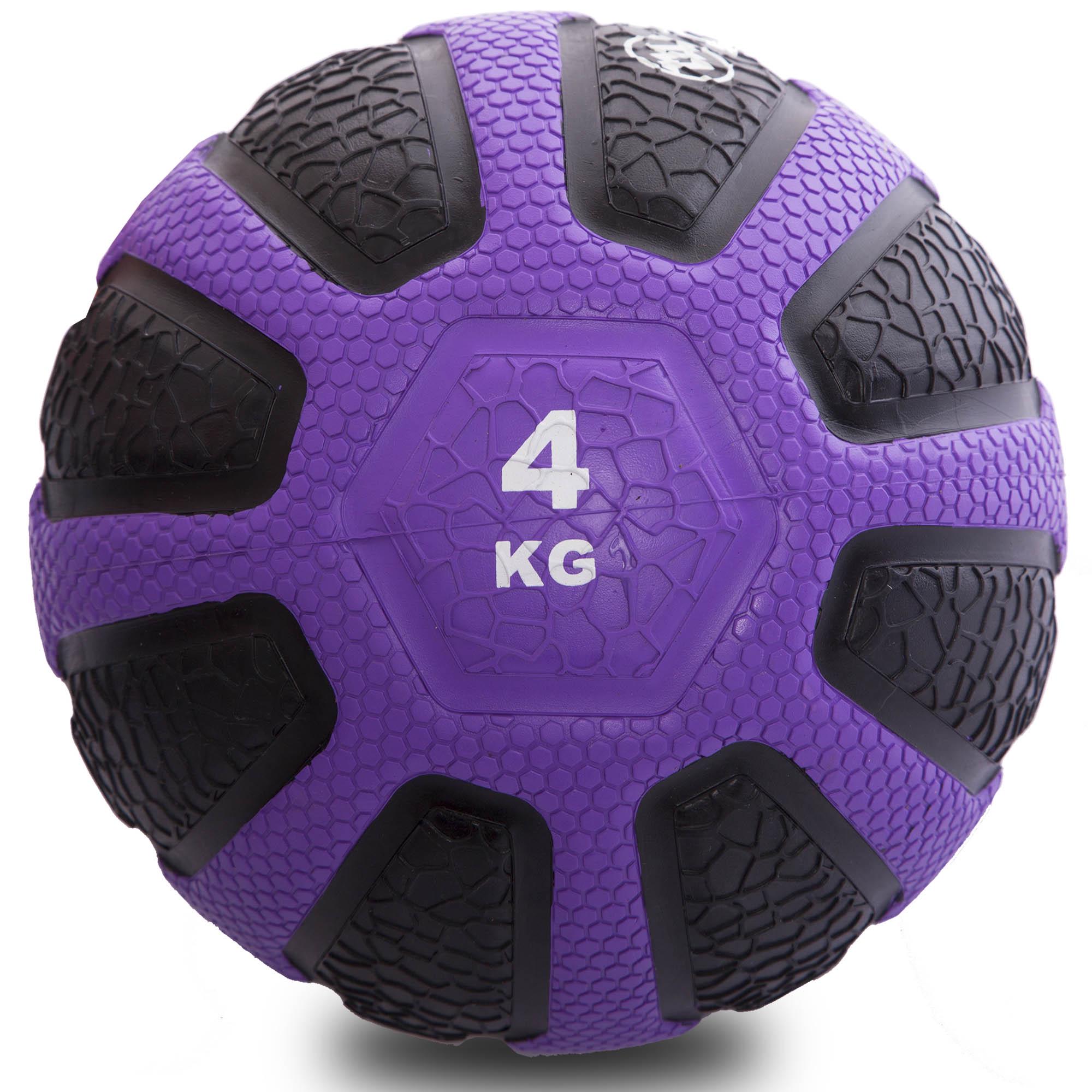 Мяч медицинский медбол Zelart Medicine Ball FI-0898-4 4кг Черный / Фиолетовый (DR003453) - фото 1