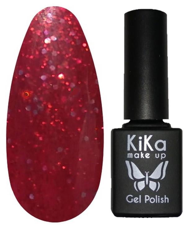 Гель-лак Kika №128 с блестками 8,5 мл Красный (KGP-128)