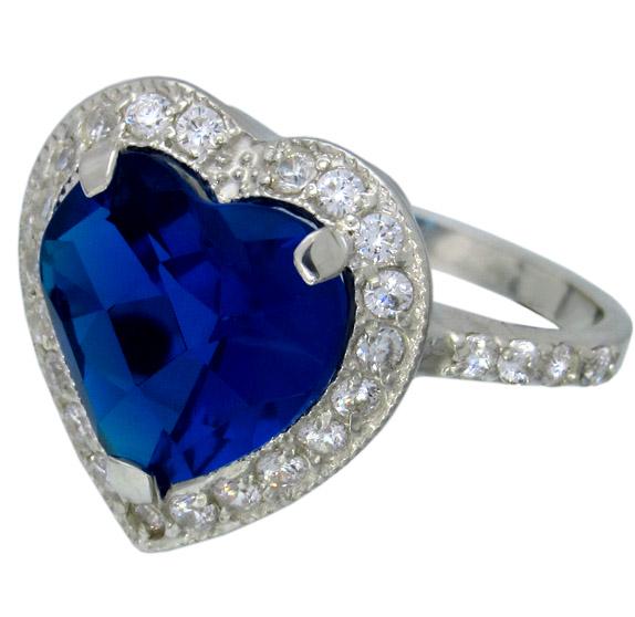 Серебряное кольцо Сердце океана 17 (014к.13-3)