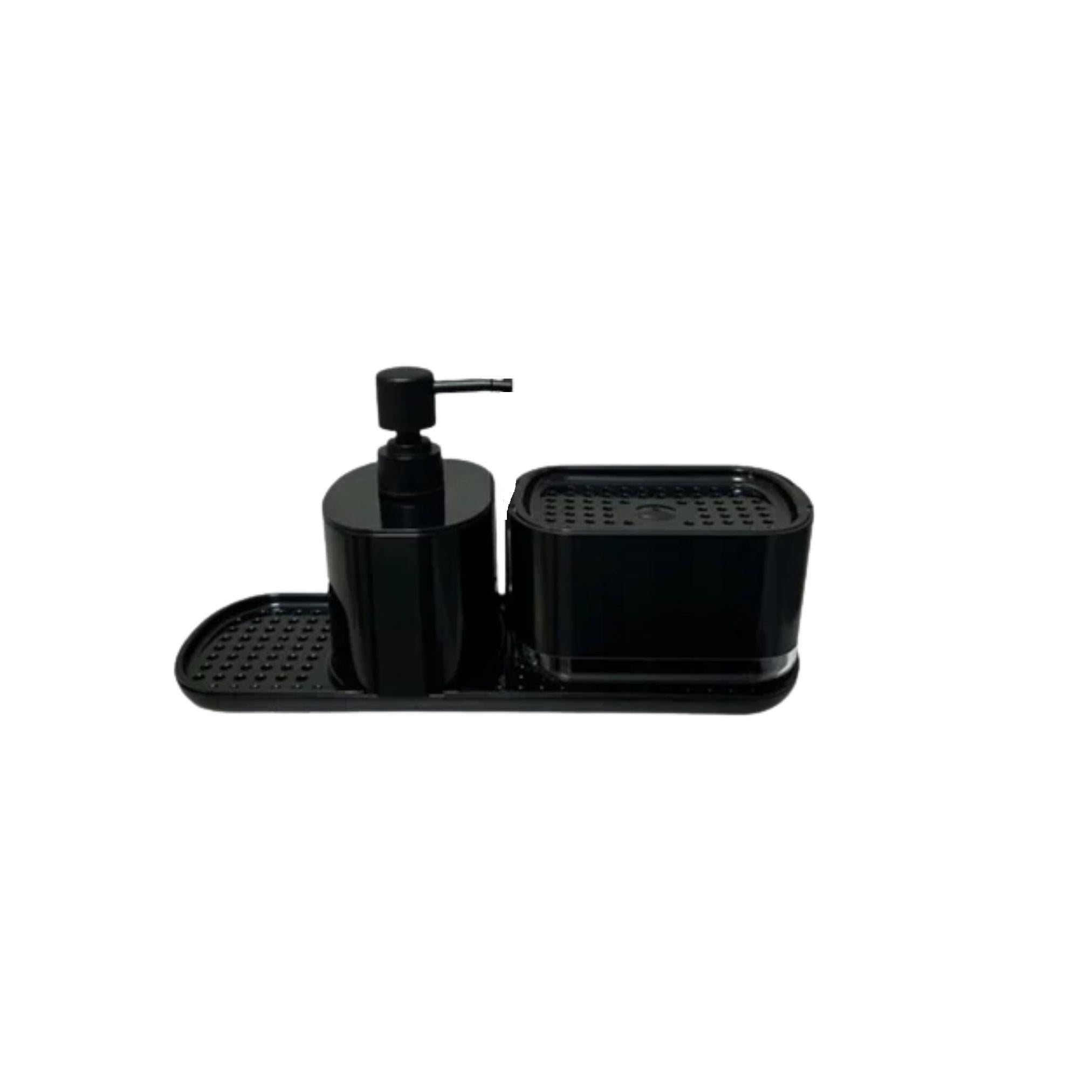 Диспенсер для моющего средства с подставкой для губки Черный