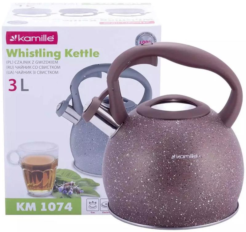 Чайник Kamille Whistling Kettle з нержавіючої сталі зі свистком 3 л Коричневий - фото 3 Чайник Kamille Whistling Kettle з нержавіючої сталі зі свистком 3 л Коричневий - фото 3