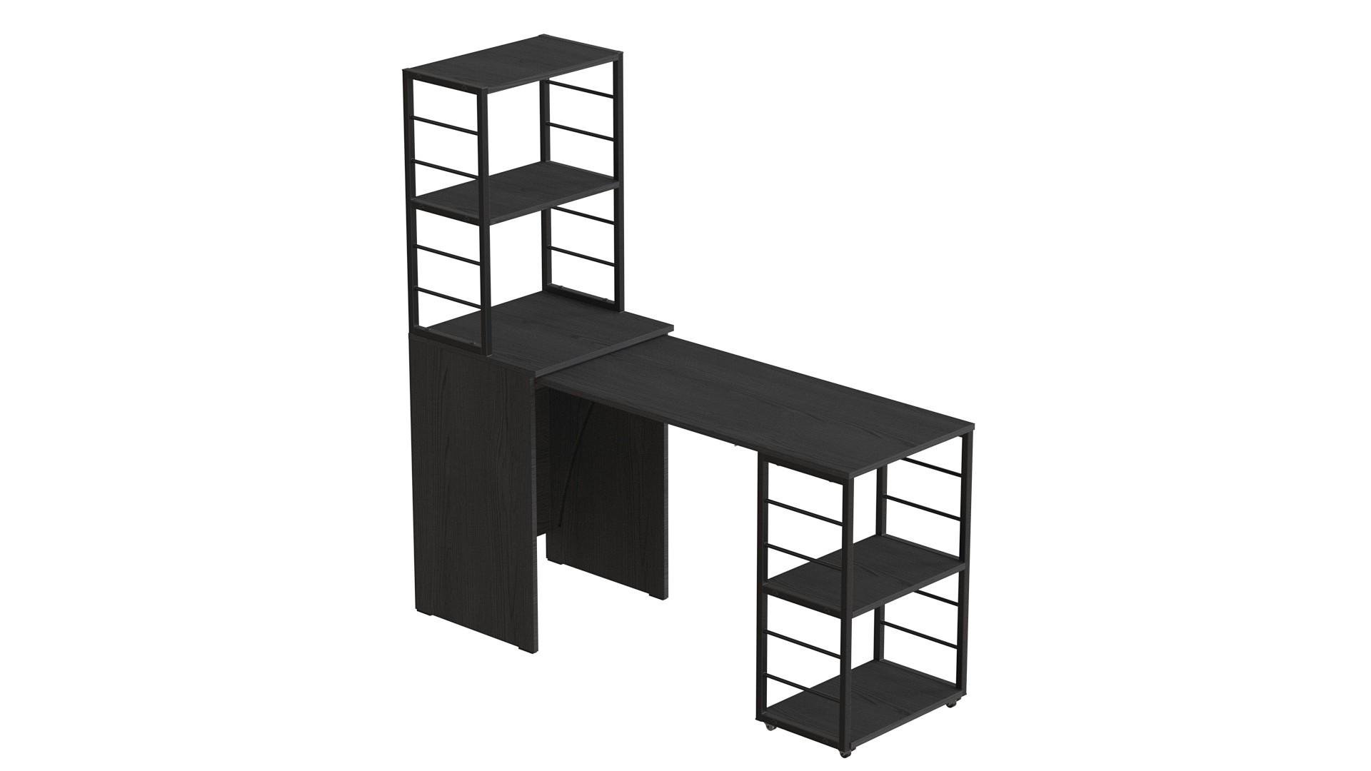 Стіл-тумба трансформер Ferrum-decor Смарт 3/2 з етажеркою метал/ДСП 16 мм 1430x1450x600 мм Чорний/Сосна Кембра (FRD-105118) - фото 7 Стіл-тумба трансформер Ferrum-decor Смарт 3/2 з етажеркою метал/ДСП 16 мм 1430x1450x600 мм Чорний/Сосна Кембра (FRD-105118) - фото 7