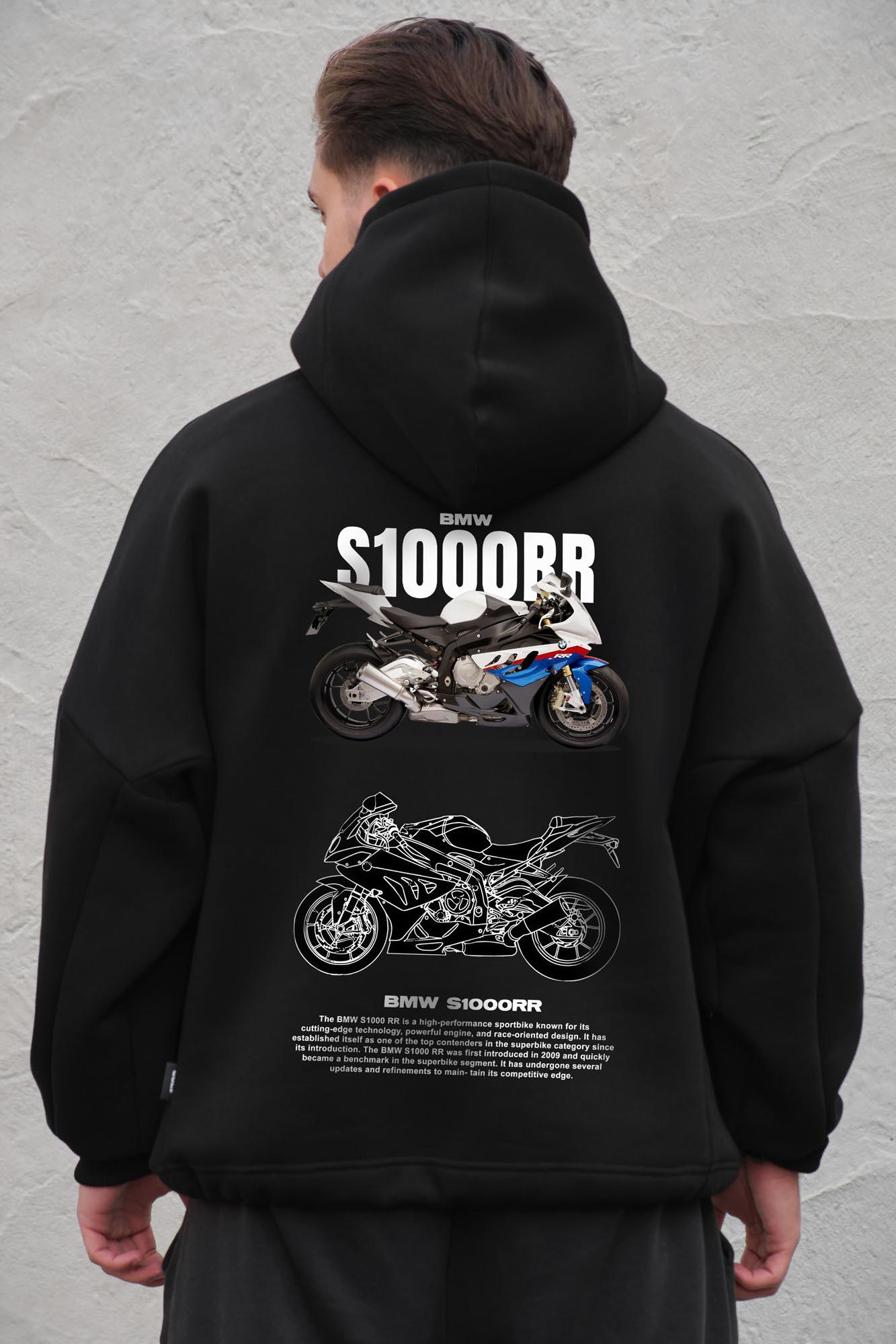 Худи на флисе с капюшоном и принтом оверсайз Without S1000RR One size Black (8056525 8056526)